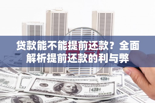 昭阳贷款能不能提前还款？全面解析提前还款的利与弊