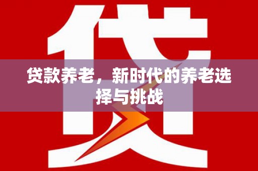 昭阳贷款养老，新时代的养老选择与挑战