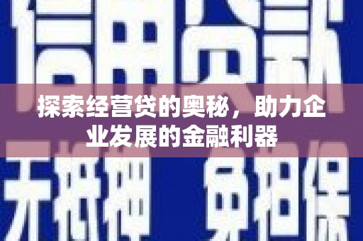 昭阳探索经营贷的奥秘，助力企业发展的金融利器
