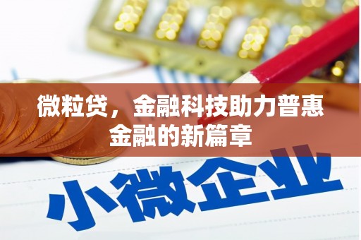 昭阳微粒贷，金融科技助力普惠金融的新篇章